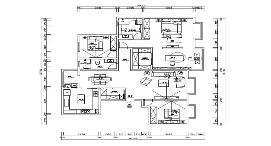 西安装修案例西安鲁班装饰高科麓湾138平米三居室装修新中式风格案例赏析