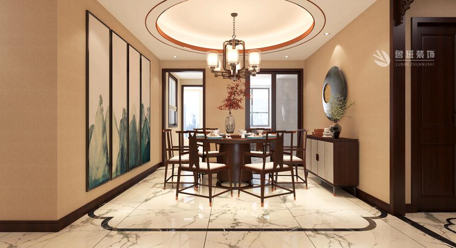 西安装修案例中海东郡四居室181平米新中式风格鲁班装饰原创设计方案