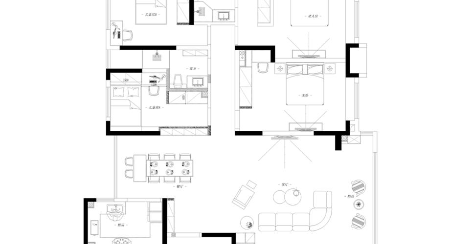 西安装修案例万达天樾五居室现代简约张娟主笔设计