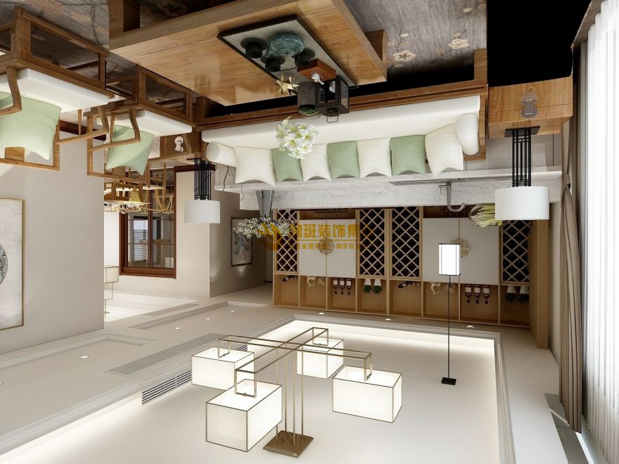 西安鲁班装饰白桦林间140平米三居室装修新中式风格案例赏析