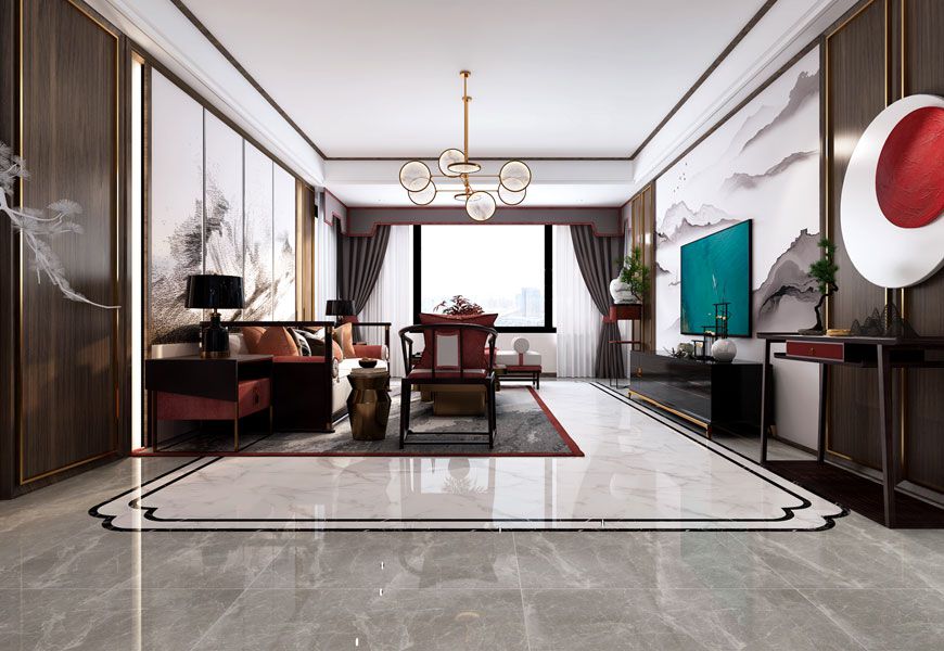 西安鲁班装饰紫薇西棠135平米三居室装修新中式风格案例赏析